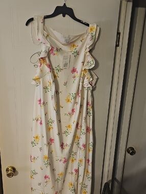 a new day White Maxi Dress with Pink & Yellow Floral Print